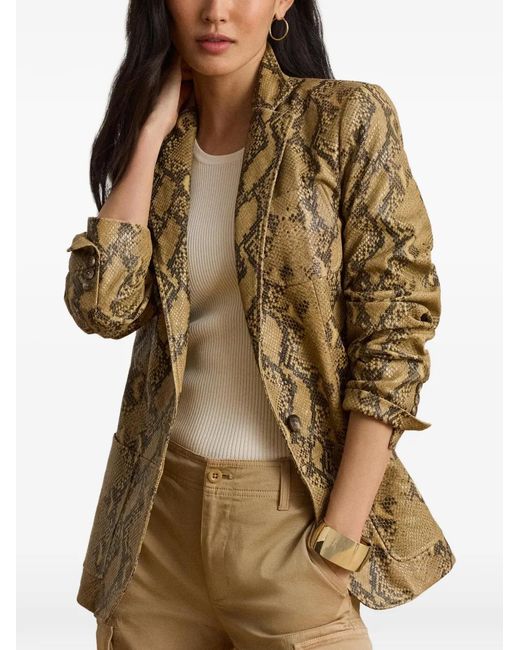 Ralph Lauren Green Python-Embossed Lambskin Blazer