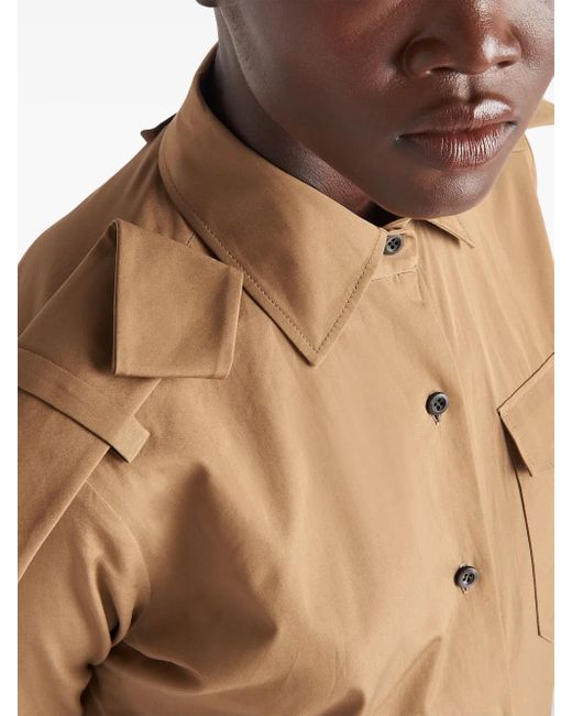Robe-Chemise En Coton À Logo Triangle Prada en coloris Natural