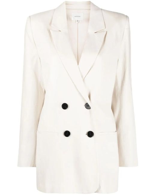 Gestuz Natural Double-Breasted Lyocell Blazer