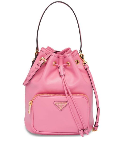 Prada Pink Logo Bucket Bag