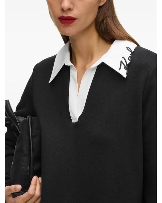 Karl Lagerfeld Black Logo-Embroidered Sweater