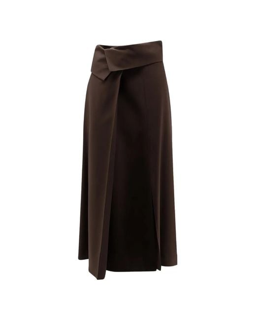 Alysi Black Fold-Detail Skirt
