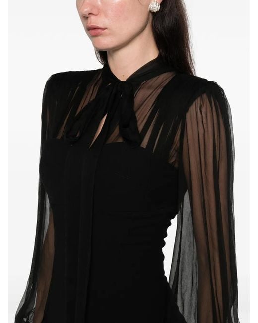 SILK LOVE & LACE Black Margot Long-Sleeve Maxi Dress