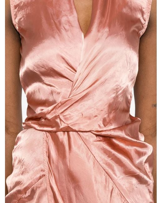 Rick Owens White Wrap Sleeveless Midi Dress