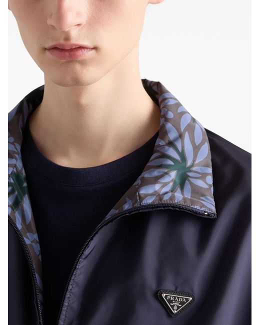 Prada Blue Zip Floral Jacket for men