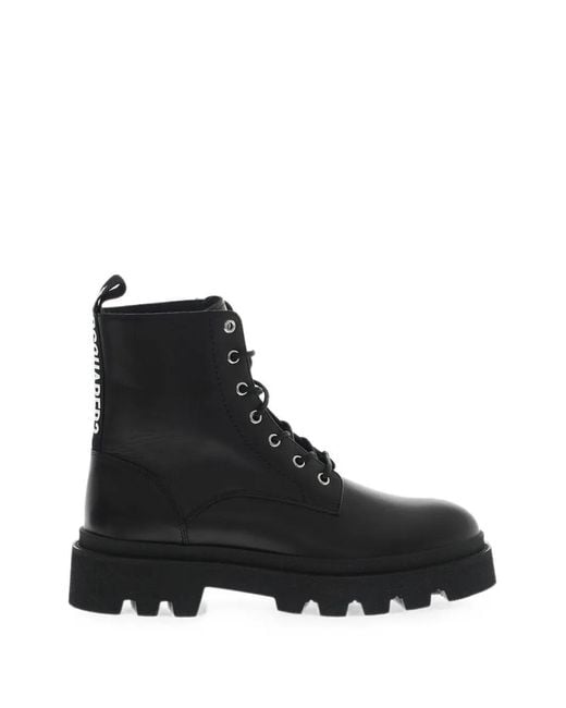 DSquared² Black Logo-Tape Lace-Up Boots for men