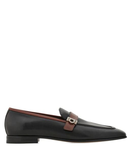 Ferragamo Black Gancini Hug-Buckle Loafers for men