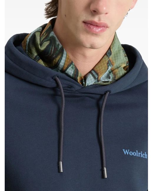 Woolrich Blue Graphic-Print Hoodie for men