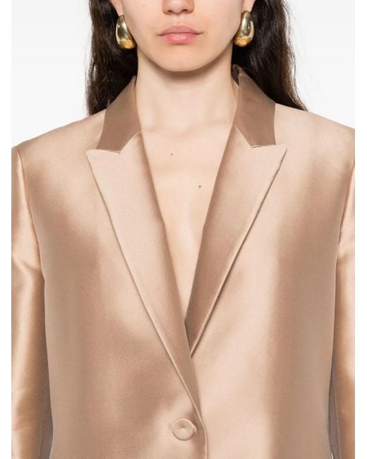 Alberta Ferretti Jack Met Puntige Revers En Knopen in het Natural