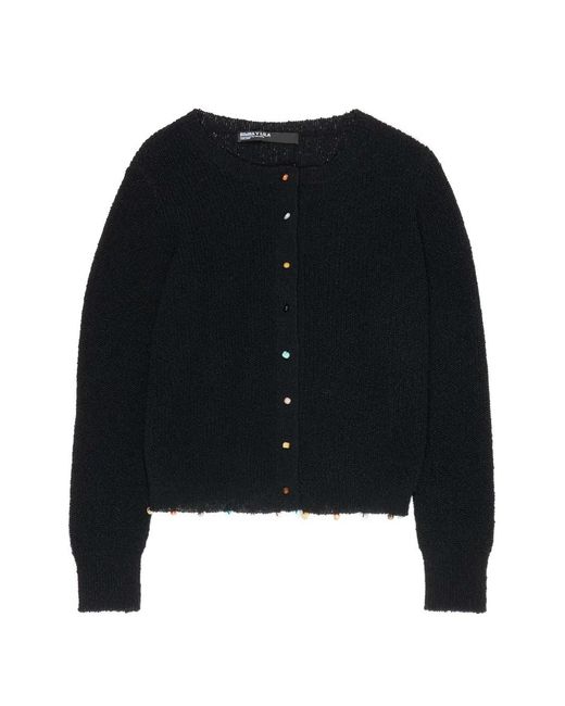 Bimba Y Lola Black Straight Cardigan With Stones