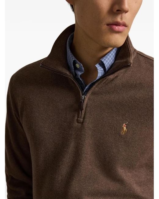 Polo Ralph Lauren Brown Estate-Rib Quarter-Zip Sweater for men