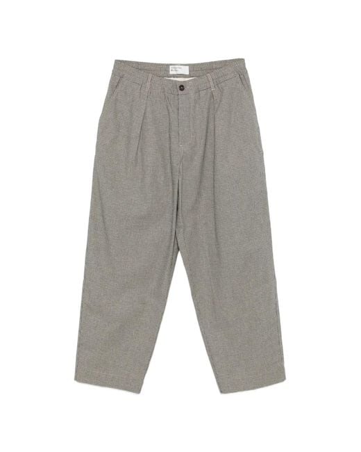 Universal Works Gray Lucas Checked Pleat Trousers for men