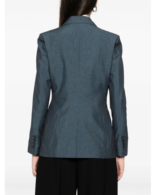 PT Torino Blue Double-Breasted Peak-Lapel Blazer