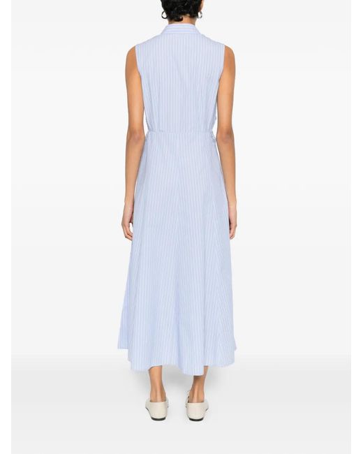 Sandro Blue Striped Cotton Midi Dress