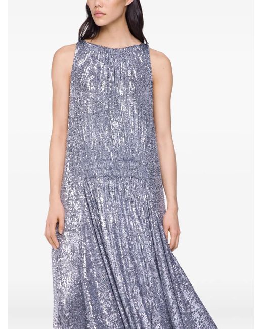 Rabanne Metallic Sequined High-Low Dress