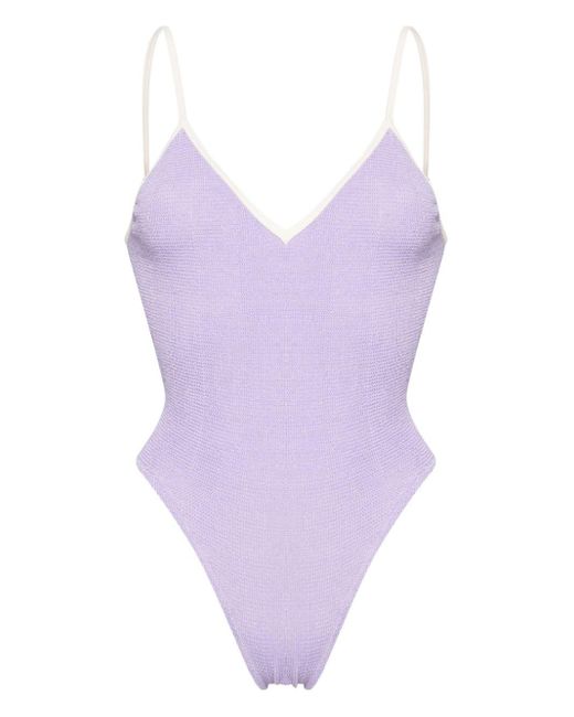 Mc2 Saint Barth Purple Susanne Crinkled Swimsuit