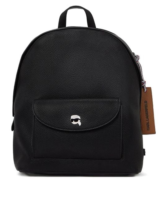 Karl Lagerfeld Black Ikon Pebble-Texture Backpack