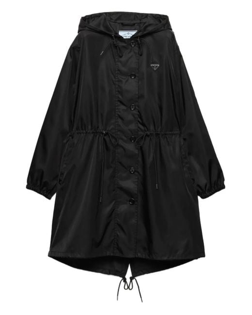 Prada Jas Met Capuchon En Logoplakkaat in het Black