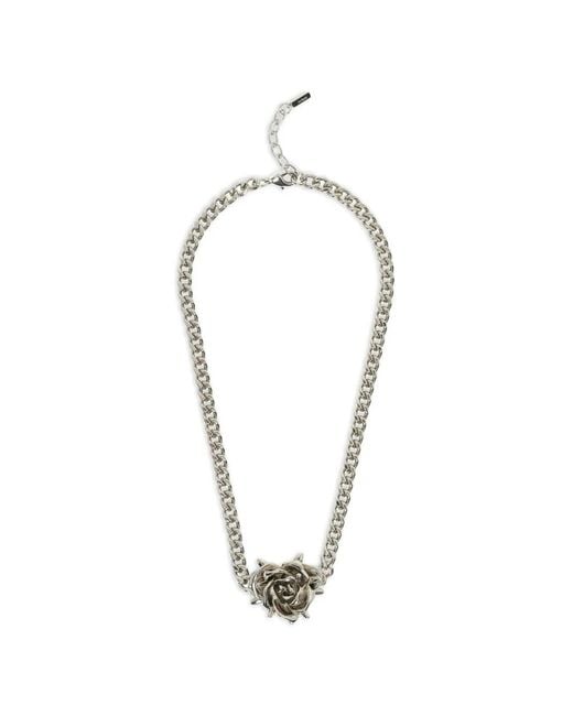 we11done White Spiky Rose Necklace