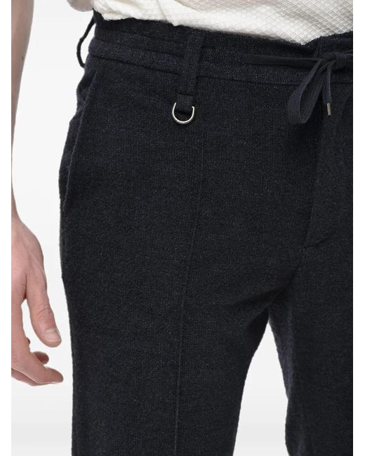 Paolo Pecora Blue Tweed Drawstring Tapered Trousers for men