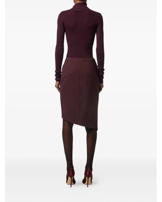Elisabetta Franchi Purple Gerippter Rollkragenpullover