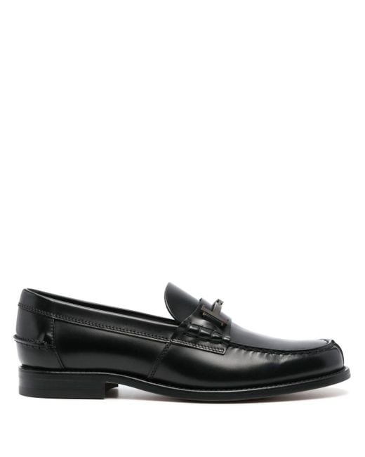 Tod's Black Double T Leather Loafers for men