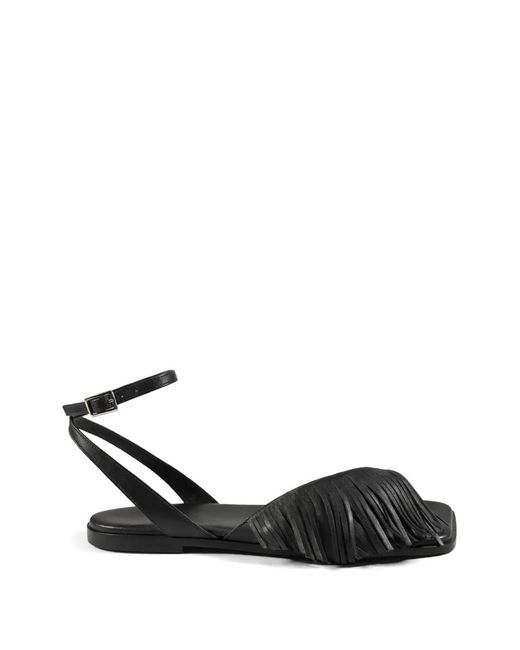 Vic Matié Black Fringed Flat Sandals
