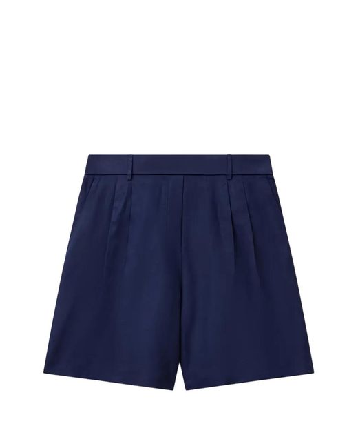 Benetton Blue Pleated Tailored Shorts