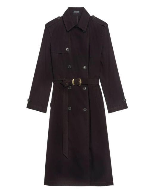 Zadig & Voltaire Kenar ベルテッド ダブルトレンチコート Black