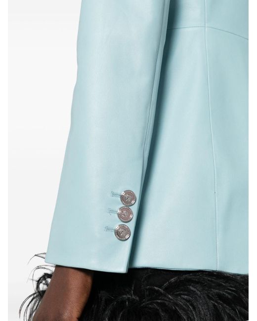 Versace レザー シングルジャケット Blue