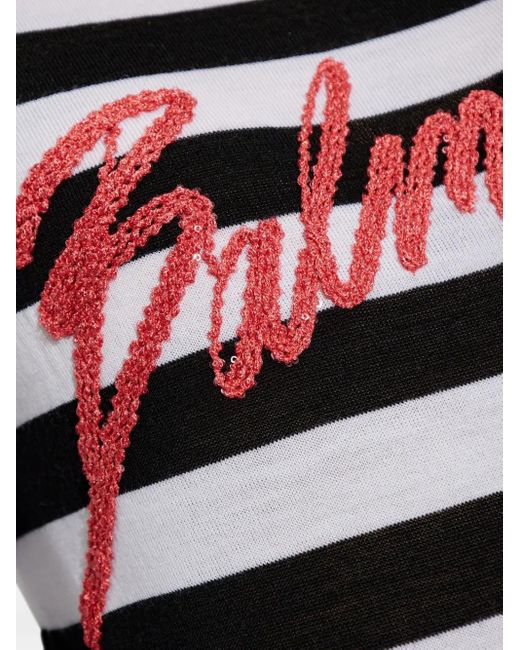 Balmain White Wool Striped Jersey