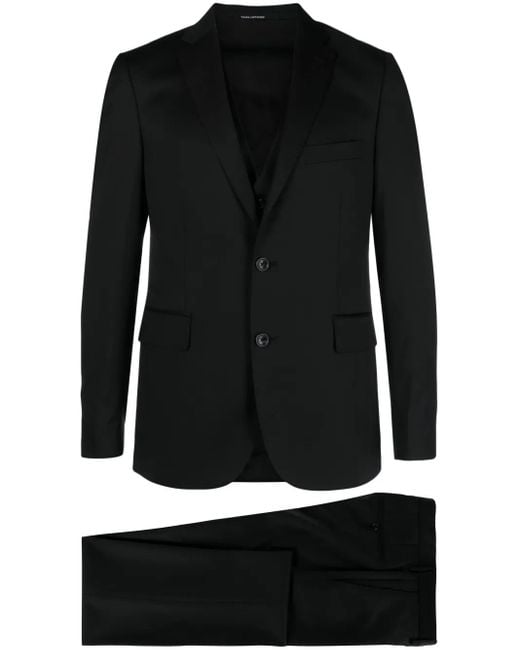 Tagliatore Black Single-Breast Virgin-Wool Suit for men