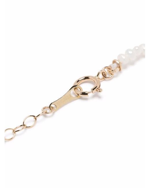 Mizuki White 14Kt Long Dancing Pearl Large Diamond Feather Necklace