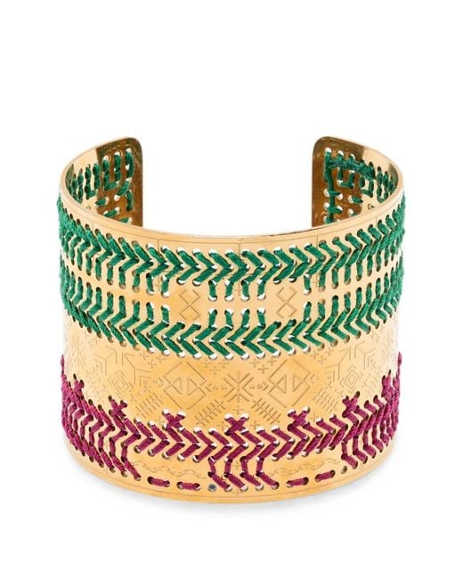 L'EIGHT STUDIO Green Engraved Cuff Bracelet