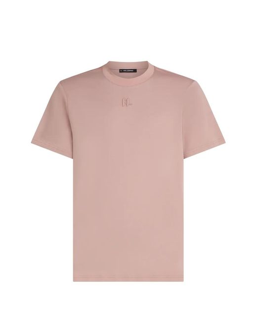 Karl Lagerfeld Pink Logo-Embroidered T-Shirt for men