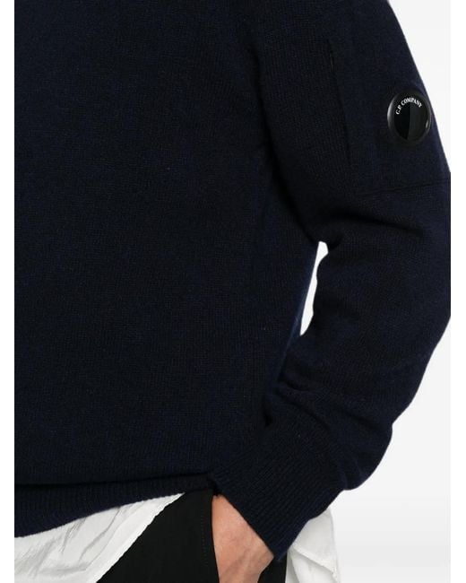 C P Company Blue Lens-Detail Wool Sweater for men