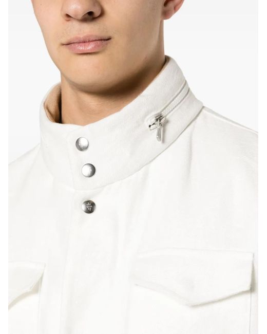 Eleventy White Linen Field Jacket for men