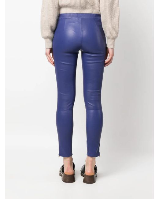 Arma Blue Cropped Leather Leggings