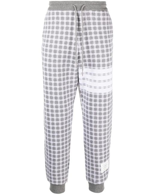 Thom Browne White Checked Jacquard Track Pants for men