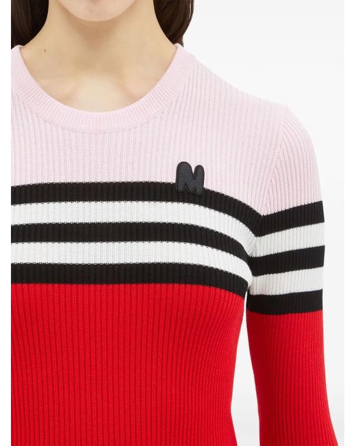 MSGM Logo-Embroidered Striped Jumper