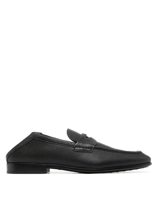Tod's Black Logo-Plaque Leather Loafers for men