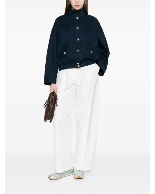 Maje Blue Cotton Bomber Jacket