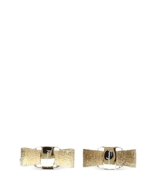 Ferragamo Metallic Vara Bow Earrings