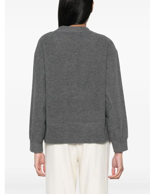 Peserico Gray Sequin-Embellished Crew-Neck Sweatshirt