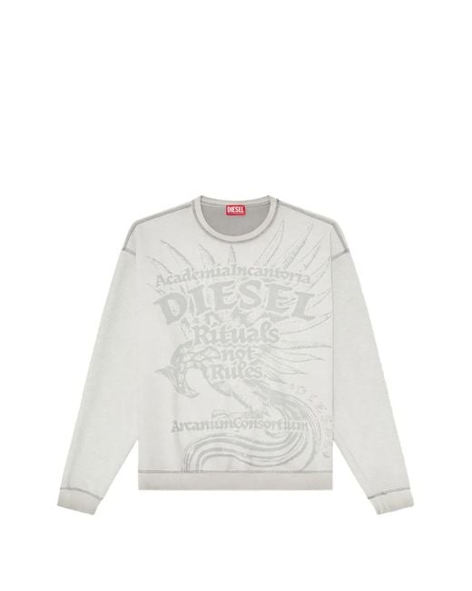 Sudadera Con Estampado Dévoré DIESEL de hombre de color White
