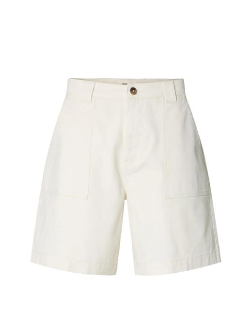 SELECTED White Patch-Pocket Shorts for men