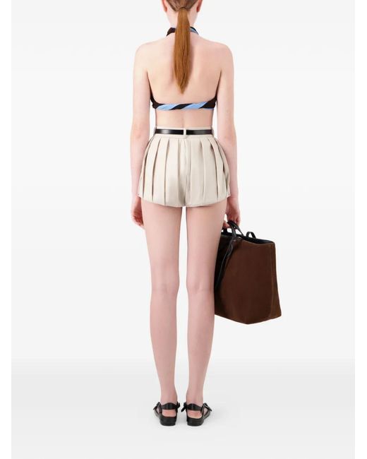 Coperni Natural Pleated Wool Shorts