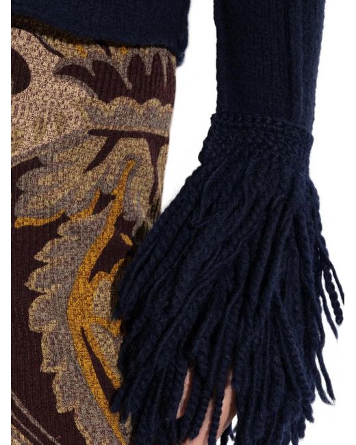 Etro Blue Fringe-Detailing Top