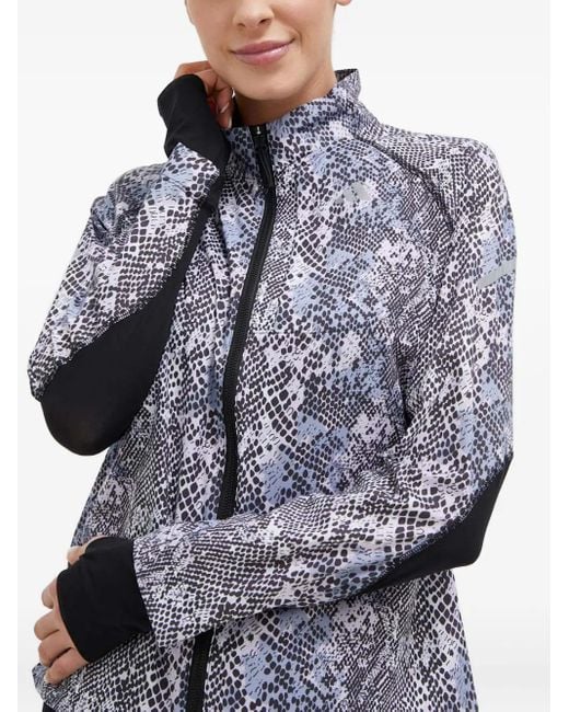 Adidas Black Snakeskin-Print Zip-Up Jacket