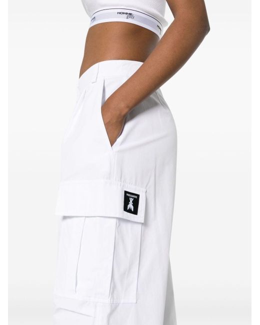 Pantalon cargo côtelé à logo appliqué Patrizia Pepe en coloris White